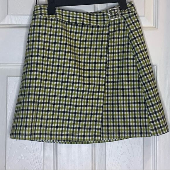 Brandy Melville Dresses & Skirts - John Galt lime plaid skirt with buckle Size Small